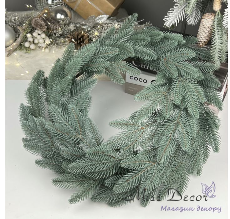 Вінок різдвяний блакитна ялинка/хвоя Lux литий