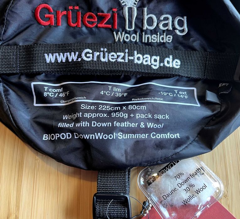 OKAZJA - śpiwór Gruezi DownWool Summer Comfort