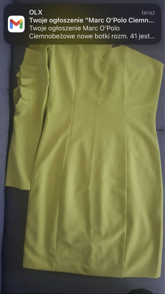 Forever Unique Limonkowa Sukienka Mini Rozmiar 40