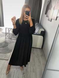 Zara czarna elegancka prosta dluga maxi luzna sukienka 36