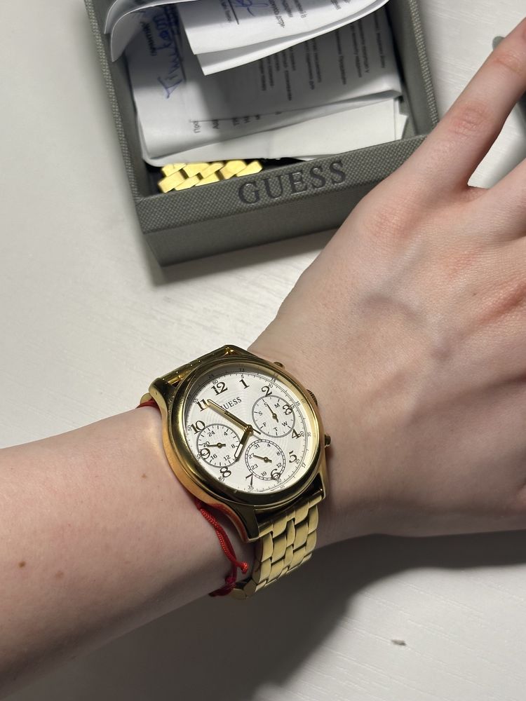 Золотые женские часы хронограф годинник guess W1018L2 , оригинал
