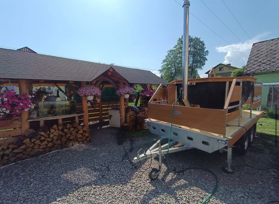 LAVA Mobilna wanna SPA balia nierdzewna WiFI piec Diesel 6 - 8 osobowa
