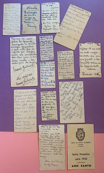 COLEÇÃO DE 49 PAGELAS RELIGIOSAS anos 47/48/49 com dedicatórias