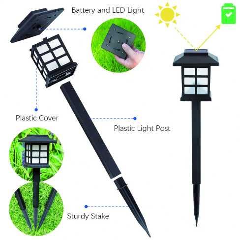 Lampka solarna LED - czujnik zmierzchu - oświetlenie chodnika - 3szt