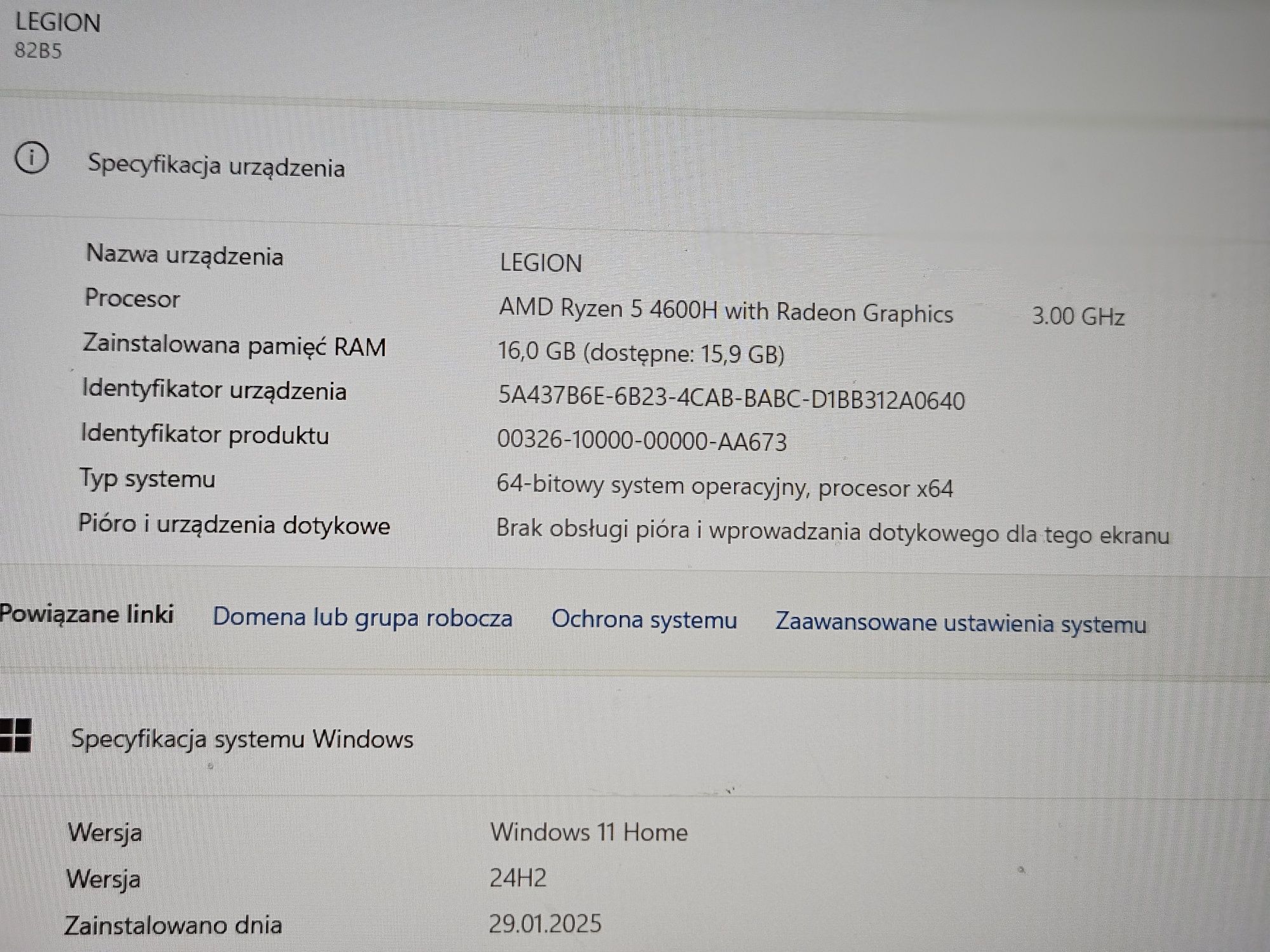Laptop Gamingowy Lenovo Legion 5 WIN11 Ryzen 5 16GB 1TB GTX 1650