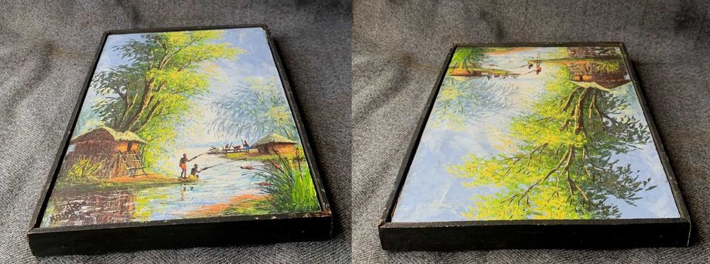 Картина рыбаки подписная