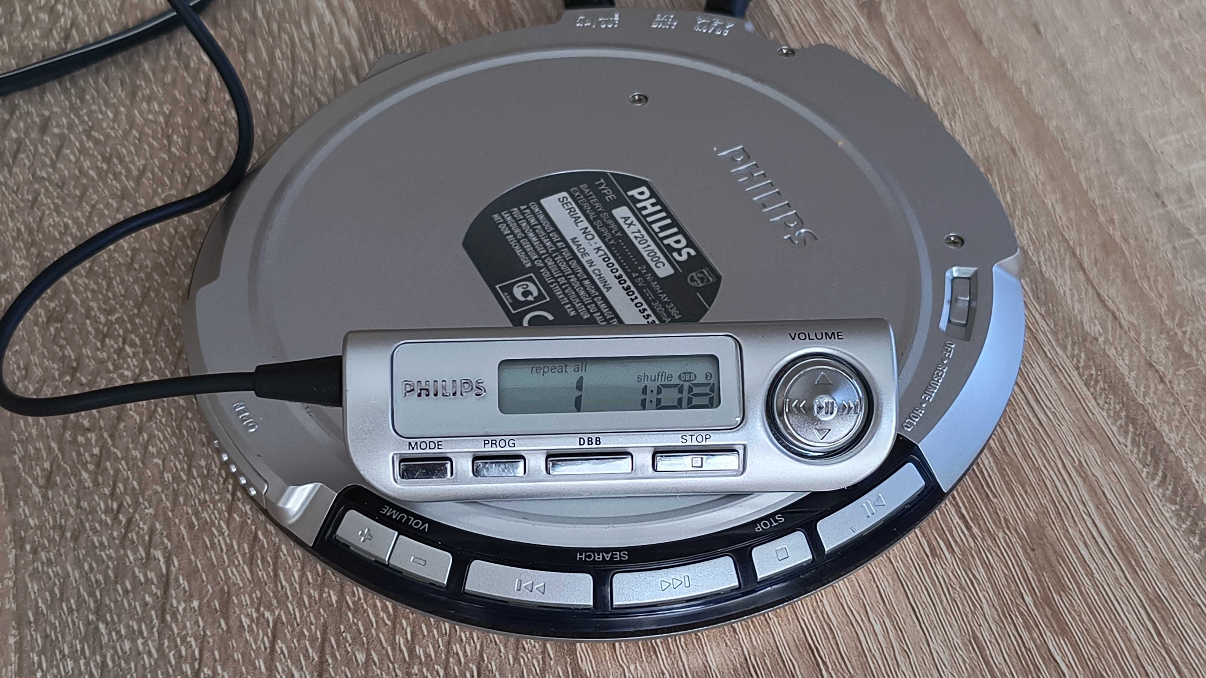 Discman PHILIPS AX7201 audiofilski pilot zasilacz pudełko