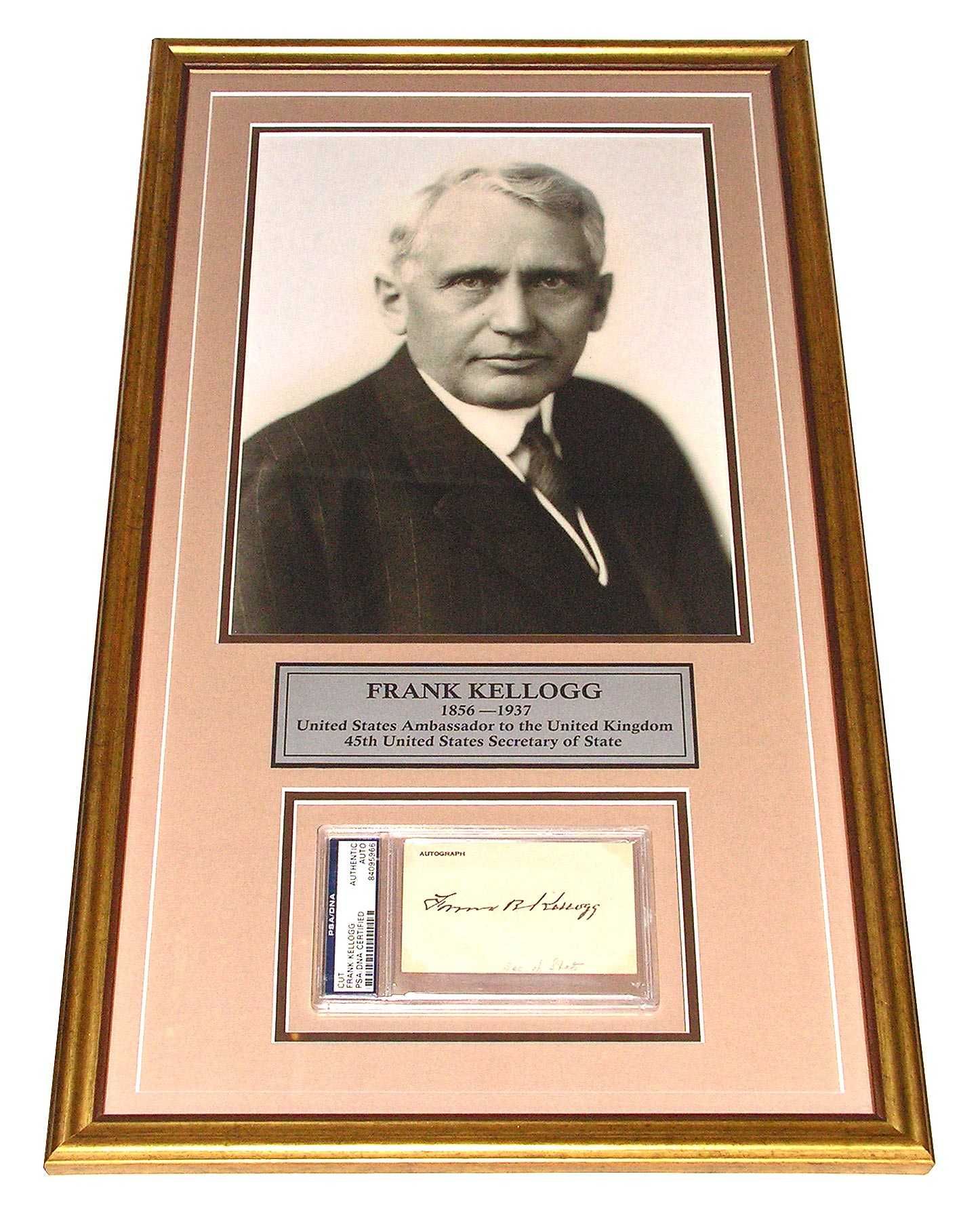 Frank Kellogg autograf w oprawie 1890