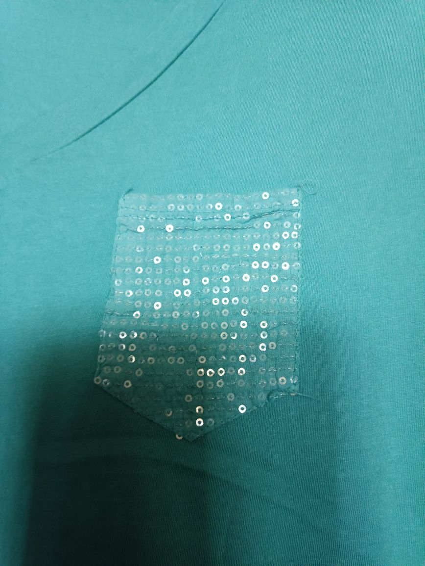Koszulka włoska bawelna z błyszczącą kieszonka