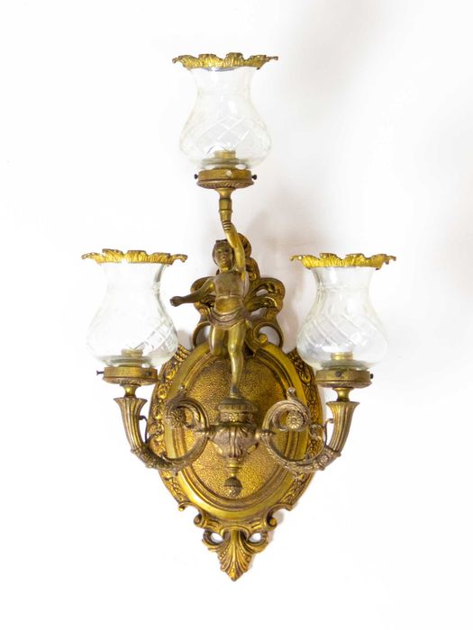 Candeeiros apliques de vidro e bronze