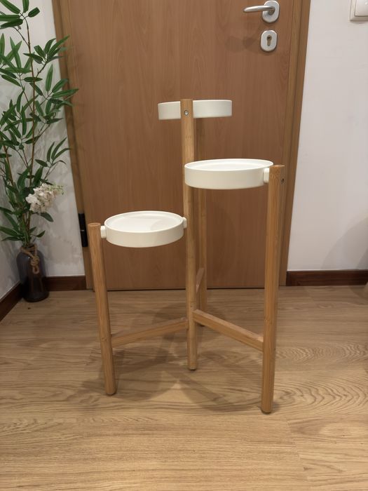 Floreira, bambu/branco, 78 cm