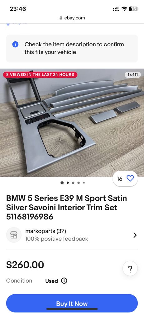 Декор салона BMW е39  M Sport Satin Silver Savoini Interior Trim Set