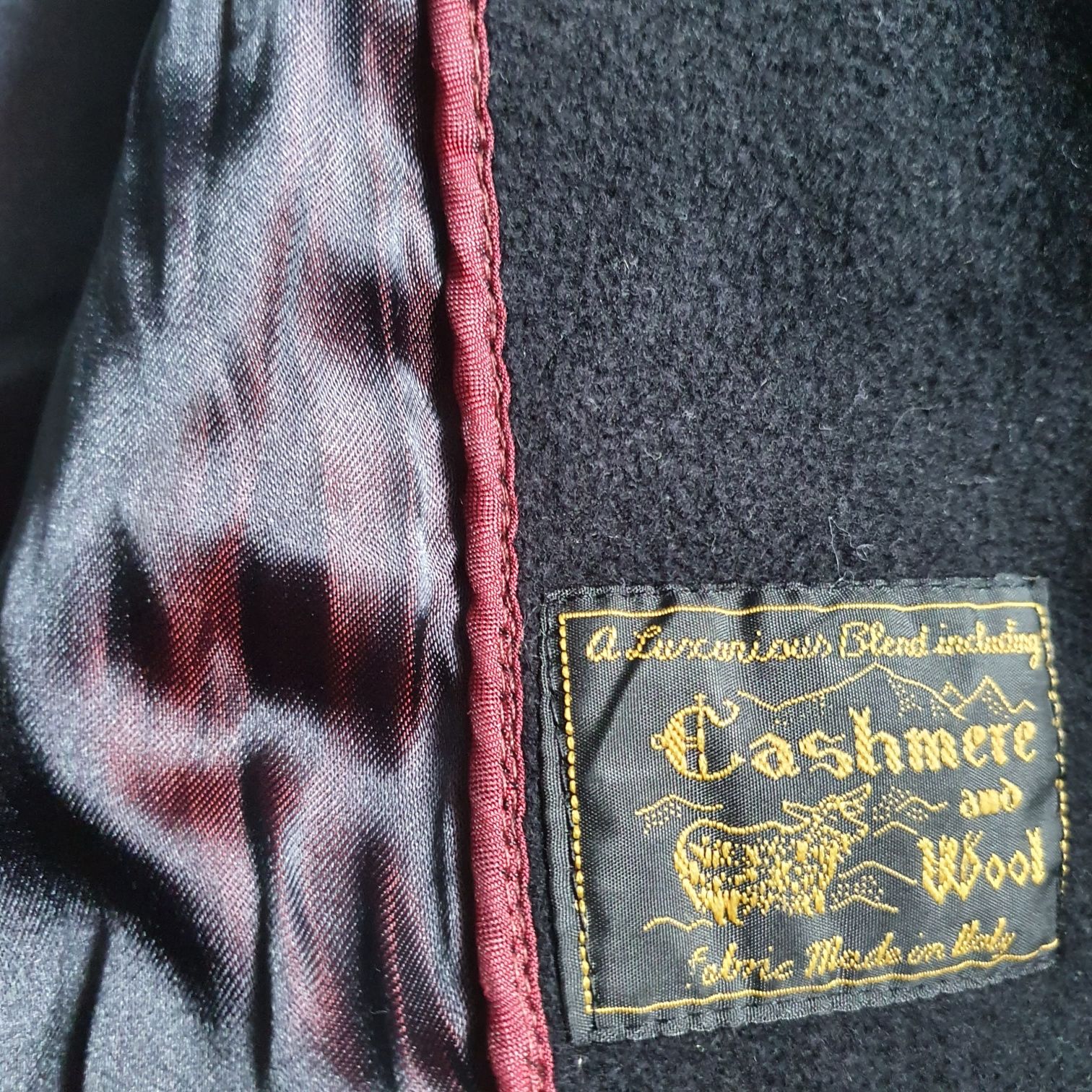 Płaszcz męski czarny wełniany kaszmirowy wool cashmere L XL 40 42