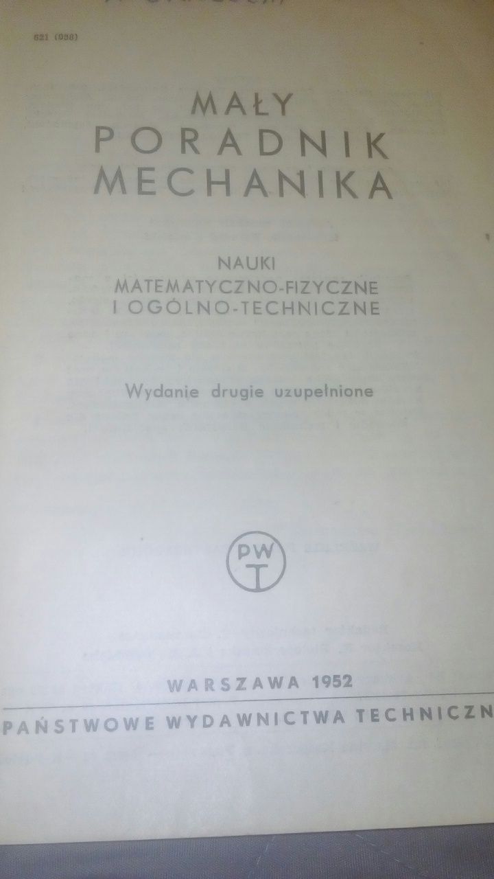 Mały Poradnik Mechanika, autor zbiorowy, 1952 r