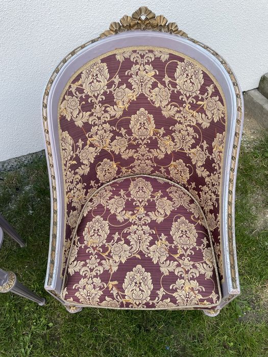 Komplet mebli Ludwik XIV XV, Kanapa, stolik, fotele, krzesła, stół