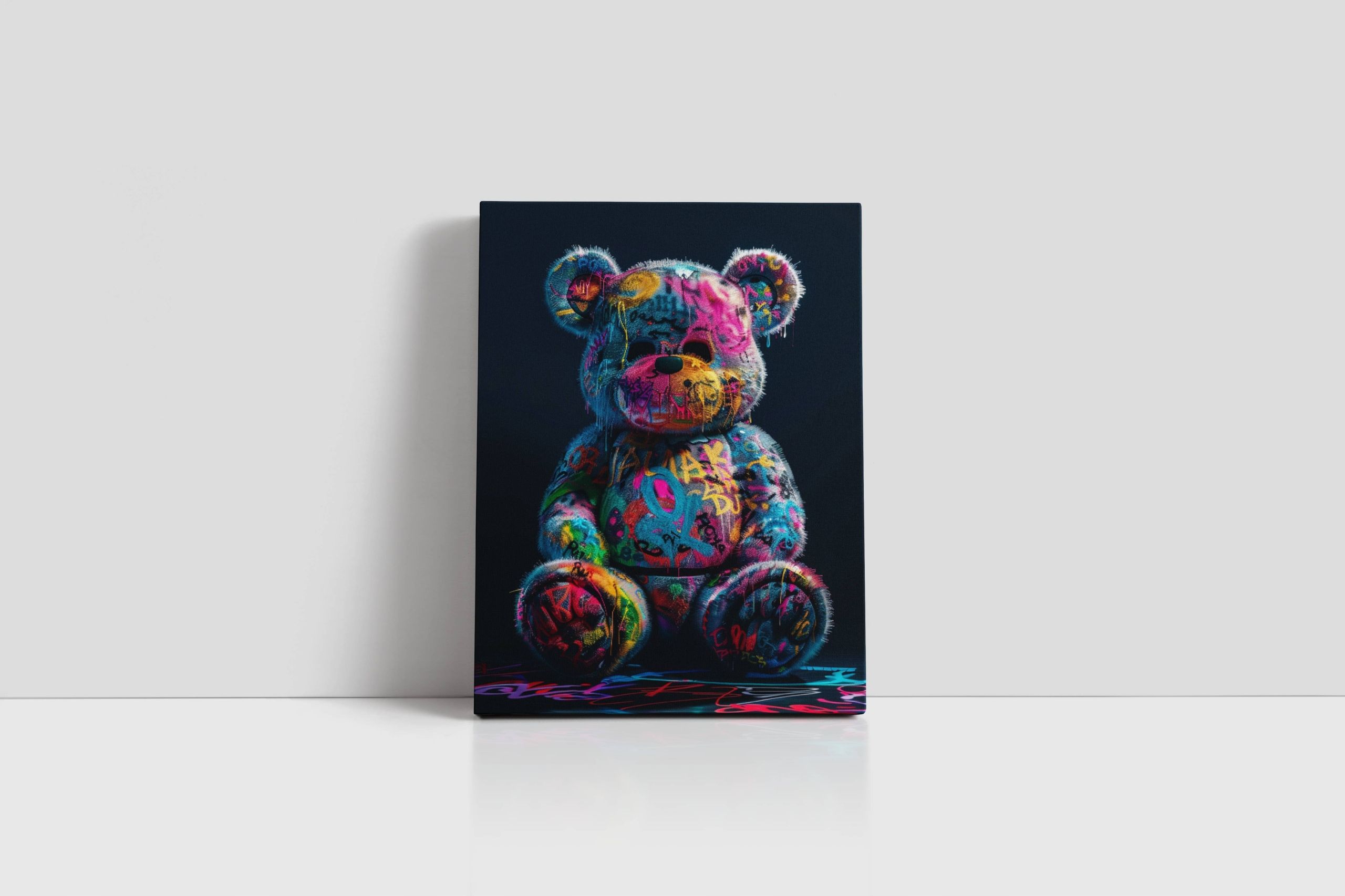 Obraz na Płótnie "Grafitti Miś" 75x100 cm – Sztuka Uliczna w Wnętrzu