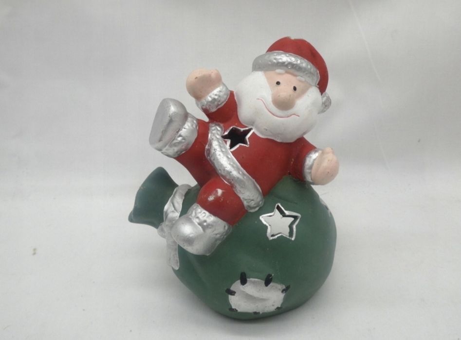 Mikołaj z ceramiki - świąteczny świecznik na tealight