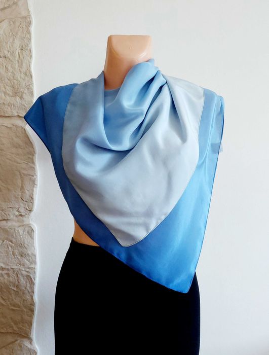 Milanówek? Elegancka Duża Apaszka Naturalny Jedwab100% SILK Lata 90-te