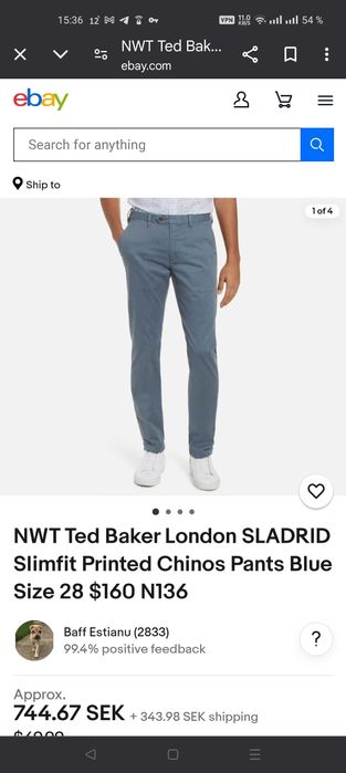 Джинсы (chino Ted Baker Англия w32 stretch green grey.