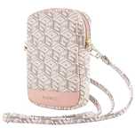 Torebka Guess Zip GCube Bottom Stripe na telefon - różowa