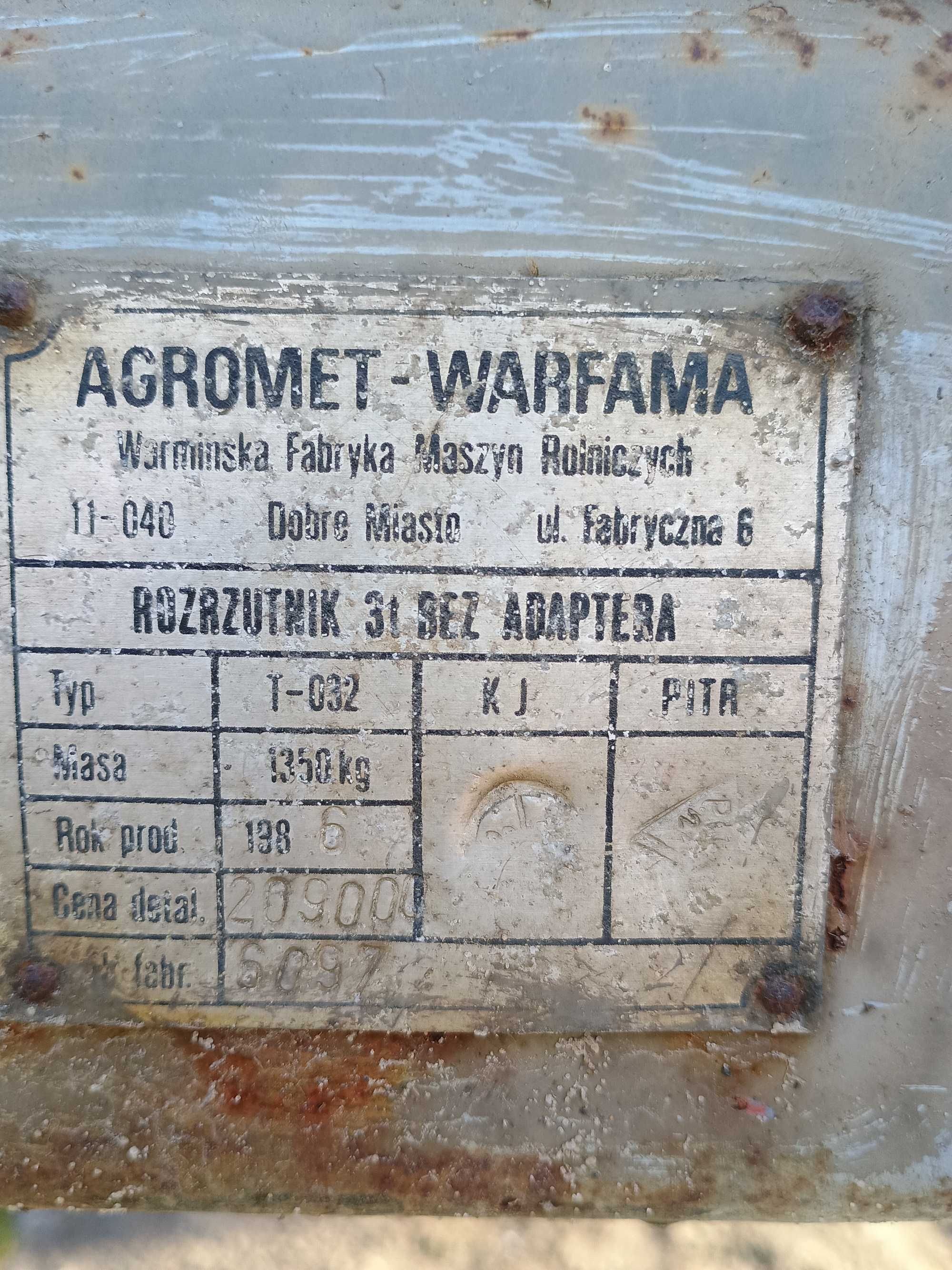 Części do rozrzutnika Warfama T-032 przekładnia wałki adapter listwy