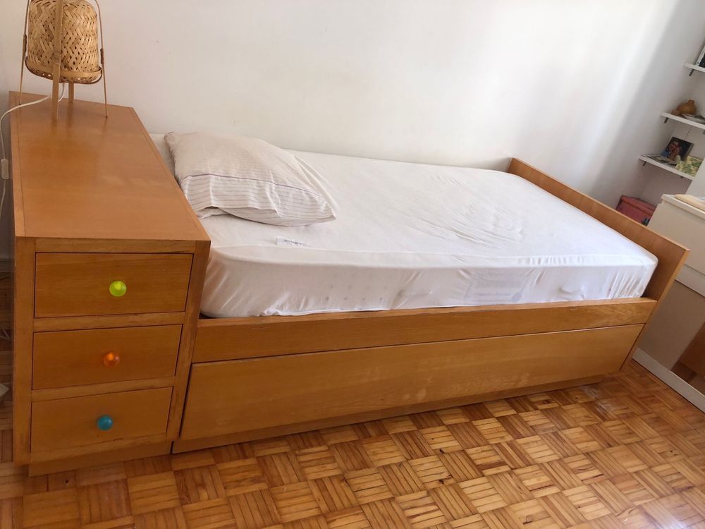 Cama individual dupla c/ 2 colchoes