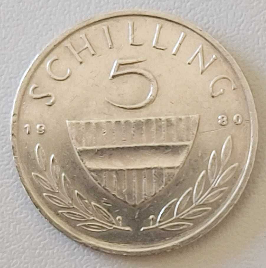5 Xelins de 1980 da República da  Áustria