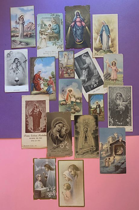 COLEÇÃO DE 49 PAGELAS RELIGIOSAS anos 47/48/49 com dedicatórias