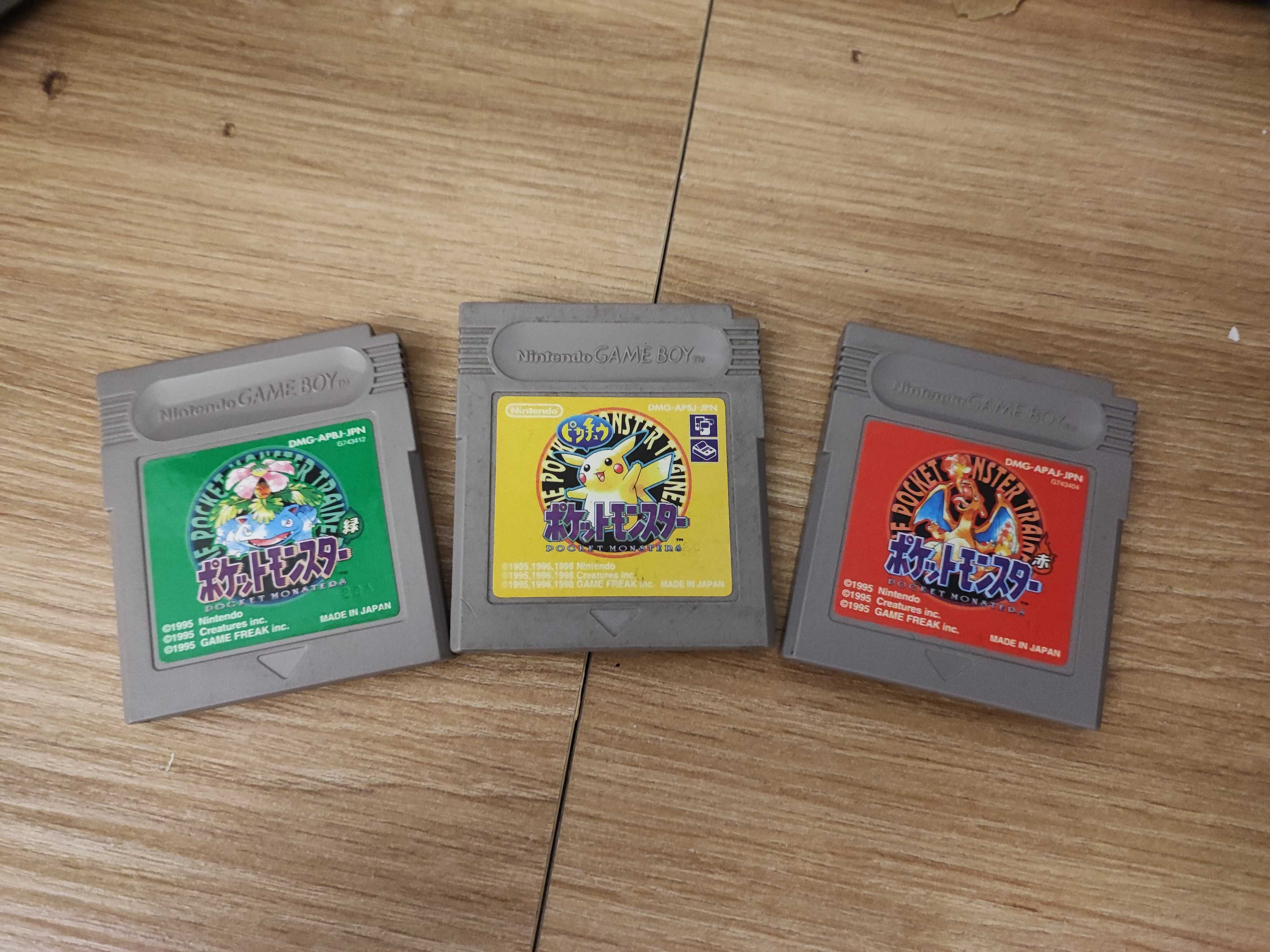 Pokemon RED / Yellow / Green - Gameboy - Zestaw 3 japońskich gier