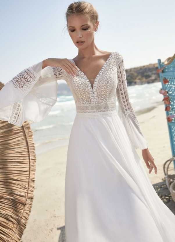 Piękną suknię ślubną znakomitej marki Herve Paris Model Valreas