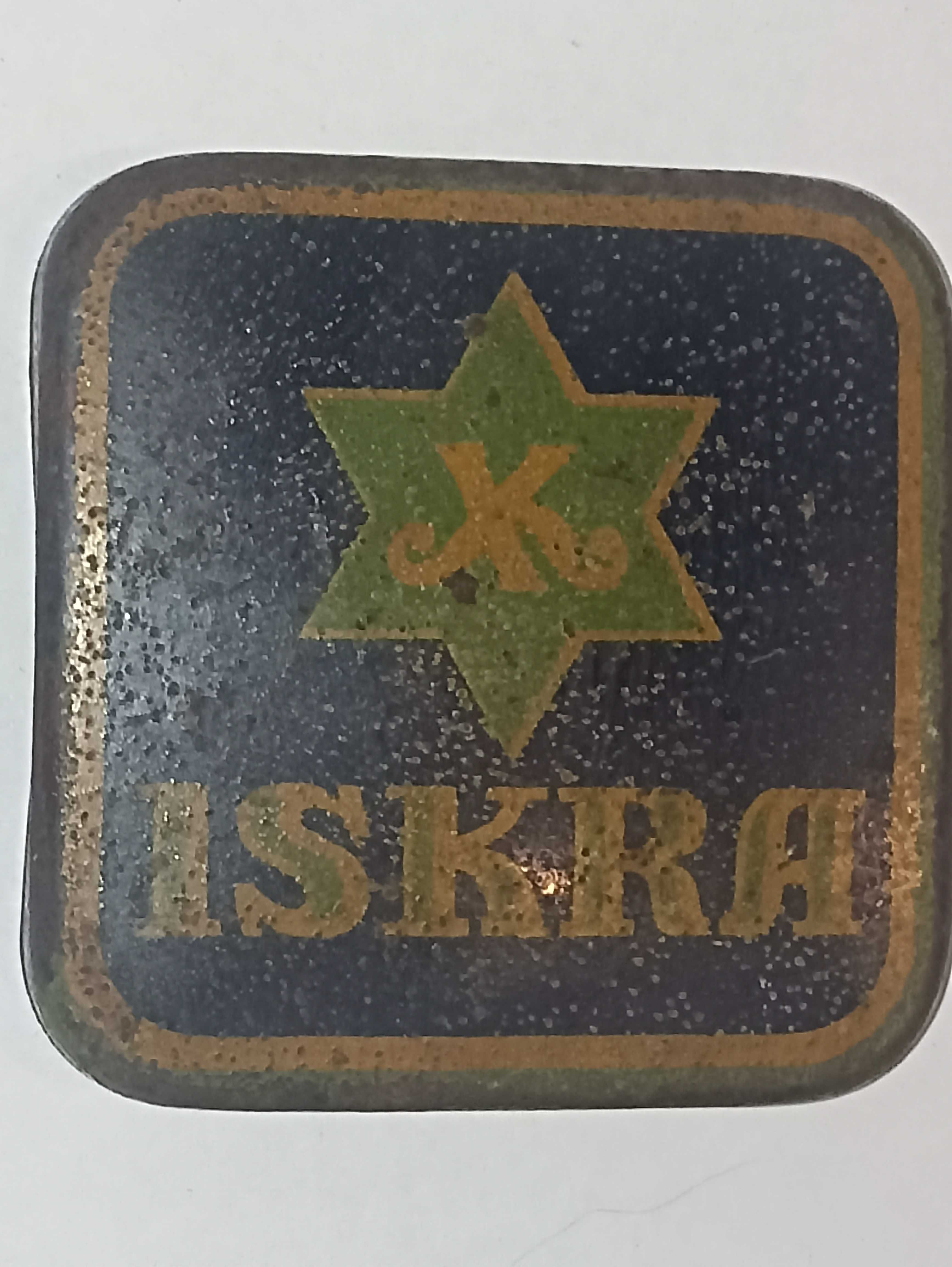 Stare,przedwojenne, kolekcjonerskie pudełko Iskra i Karmański