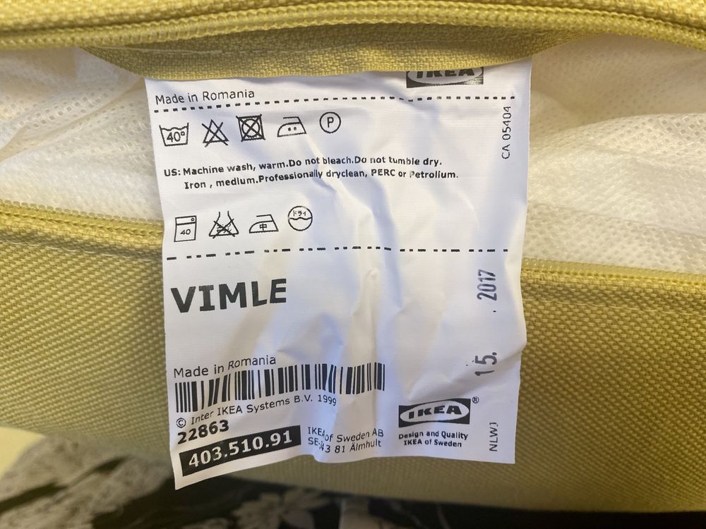 Żółte pokrowce na kanapę Vimle, IKEA