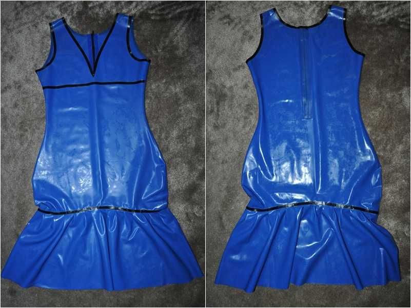Niebieska sukienka latex 100% guma r. M/L