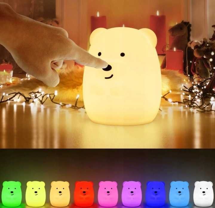 Lampka nocna miś dla dzieci - USB + Pilot DARMOWA WYSYŁKA
