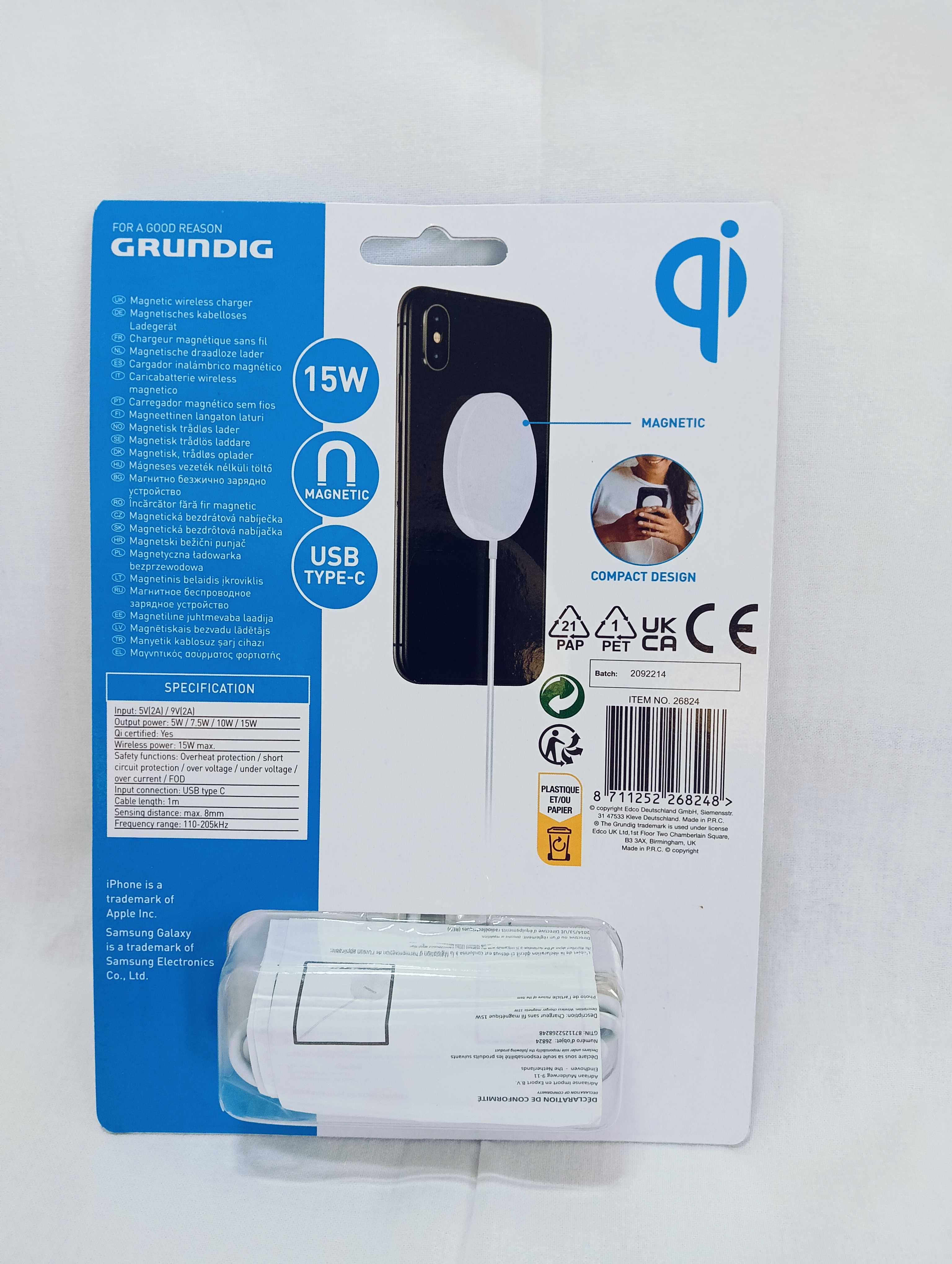 Ładowarka bezprzewodowa indukcyjna do telefonu QI 15W GRUNDIG