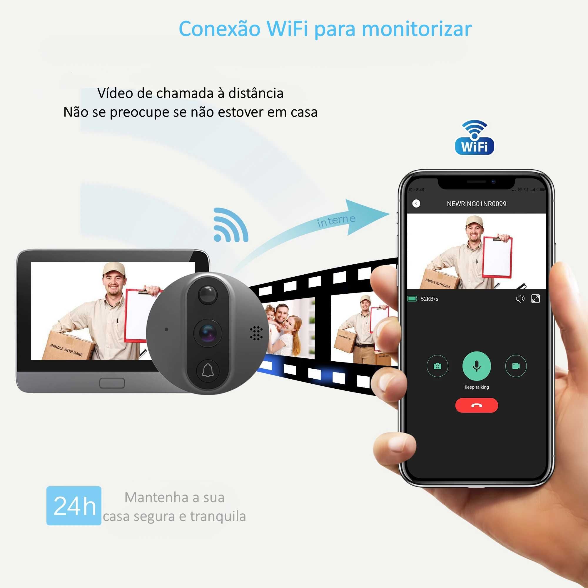 Vídeo Porteiro Tuya * Sem Fios * WiFi * Ecrã Tátil de 4.3 Polegadas
