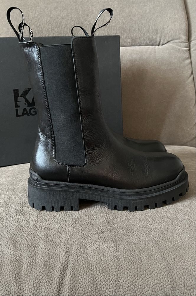 KARL LAGERFELD Biker II Long Gore Boot botki skóra nowe r 40