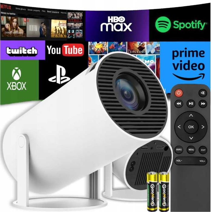 Inteligentny Mini Projektor na ścianę TV 2025 Polska wersja 4k kino