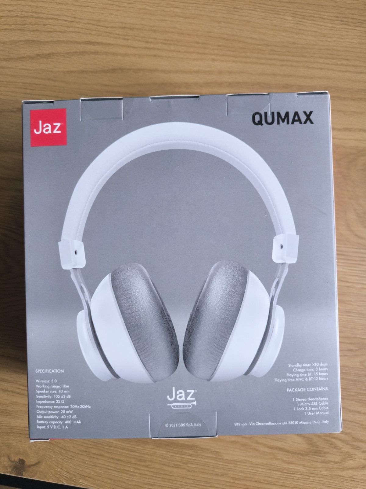 Słuchawki nauszne JAZ Qumax ANC Biały Nowe bezprzewodowe bluetooth