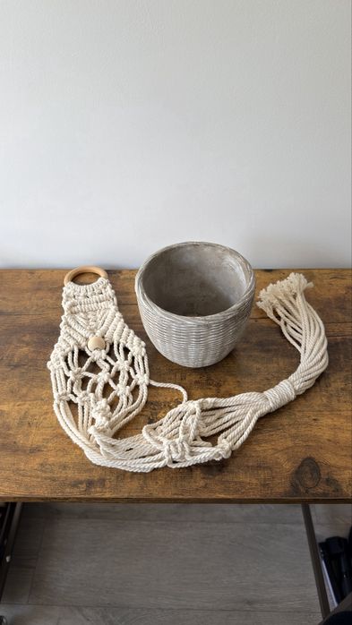 Vaso + gancho de macramê