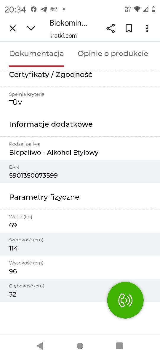 Kratki Egzul biały Biokominek portalowy