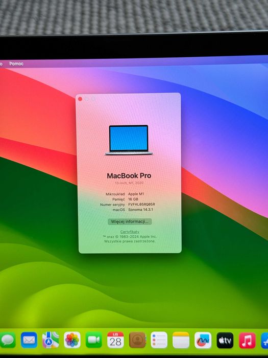 MacBook Pro M1 13'' 2020, 16GB RAM/512GB SSD jak nowy