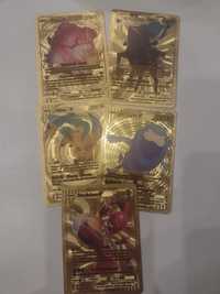 Złote karty kolekcjonerskie pokemon 5 szt