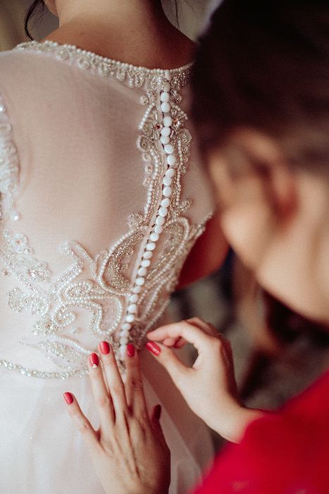 Brzoskwiniowa Suknia Ślubna