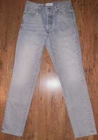 Spodnie jeansy mom wysoki stan jasne szare popielate 36 38 Mango