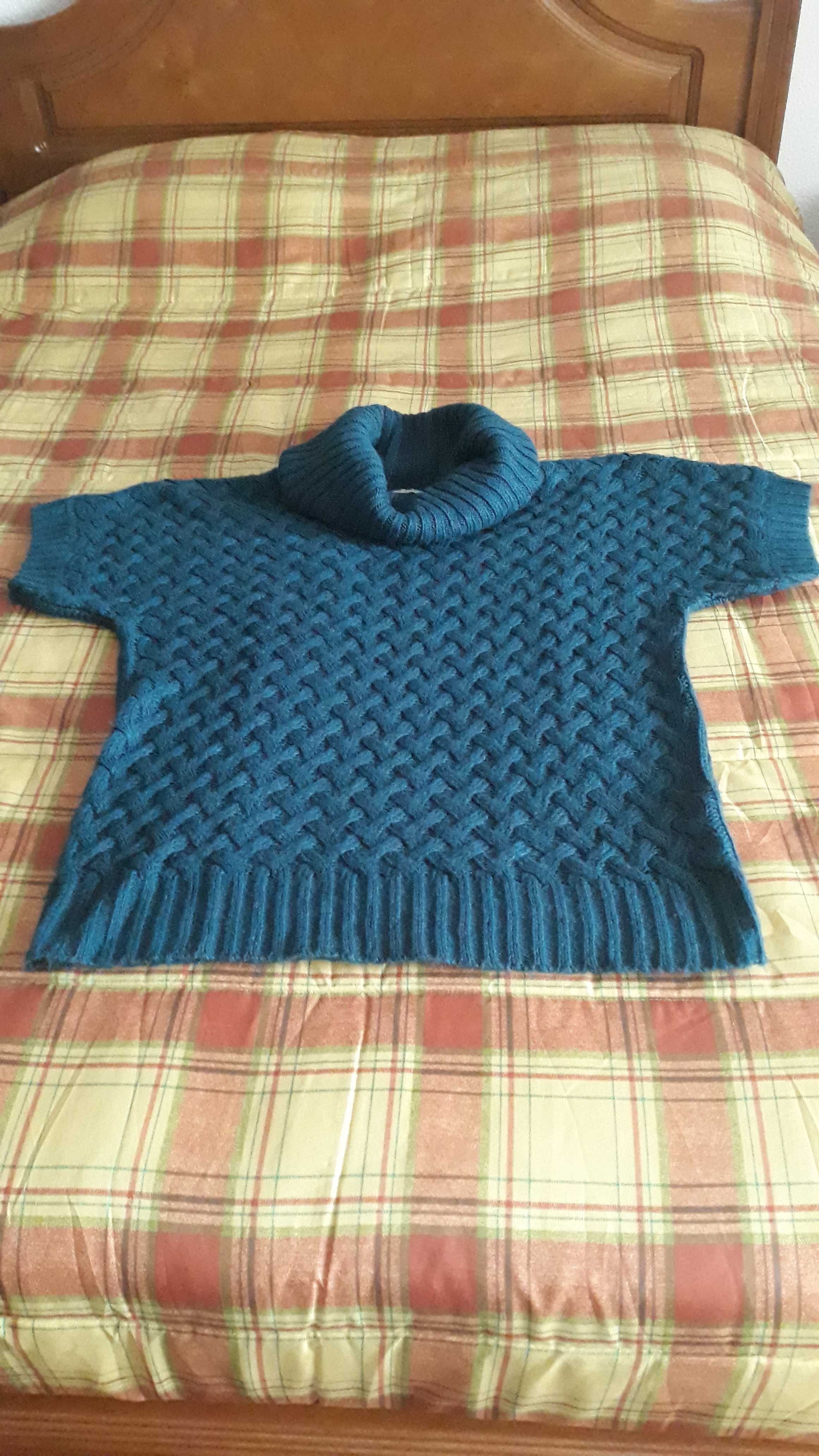 Blusa de lã azul turquesa, nova - baixa de preço