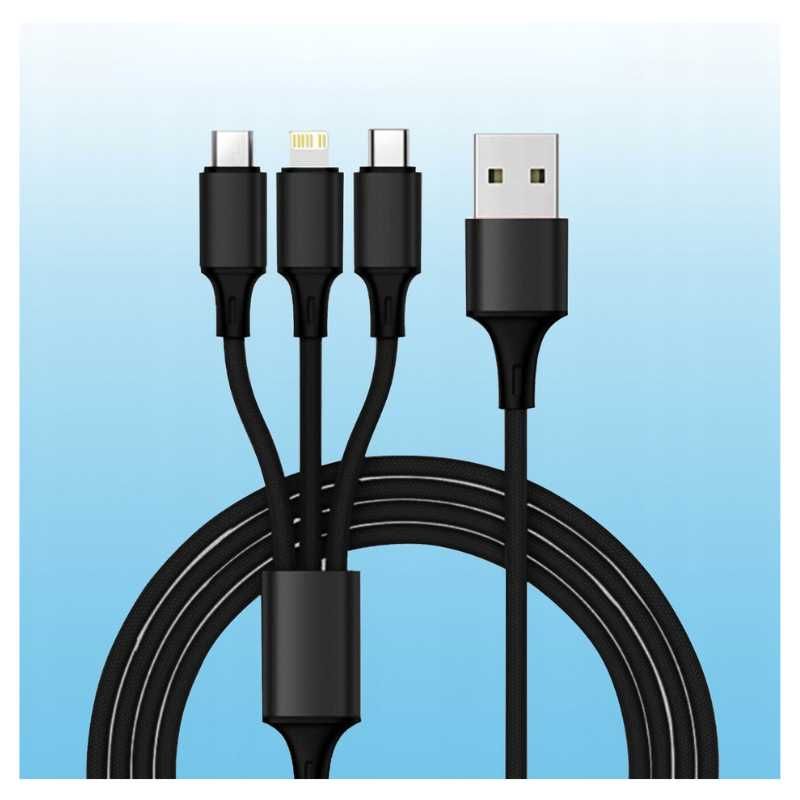 Kabel USB do ładowarki 3w1 MicroUSB / LIGHTNING / USB-C