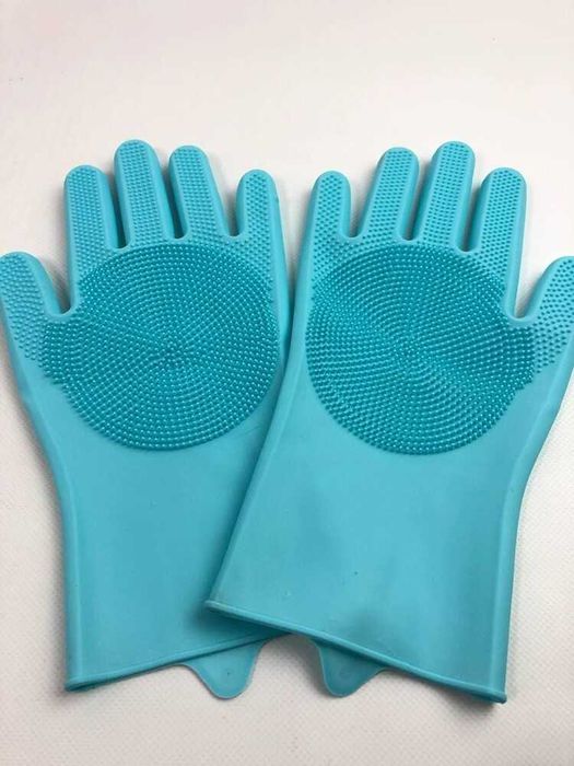 Многофункциональные силиконовые перчатки-щетки для мытья посуды