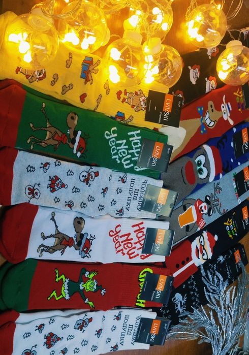 Новорічні носки/шкарпетки/новорічний принт/приколи чоловічі жіночі