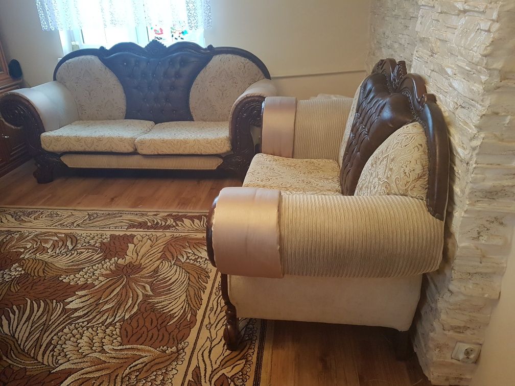 Komplet sofy barok antyk stylowe rzeźbienia sofa 3 i 2 osobowa